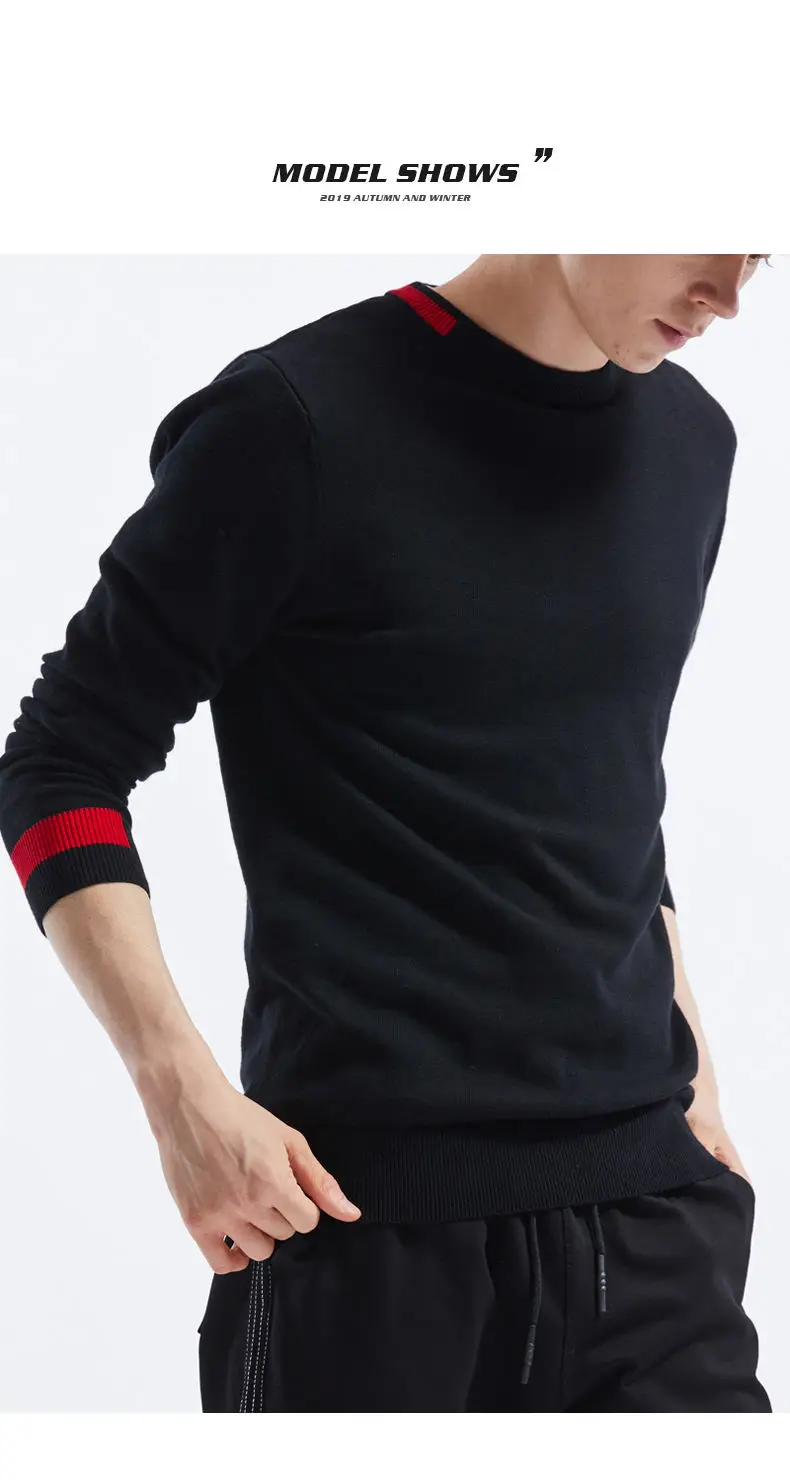 6Colors Fashion Sweaters Men Pullover 100% Cotton Solid Male Sweater Jumper Autumn Winter Crew-Neck Knitwear 2019 New MuLS Brand 08