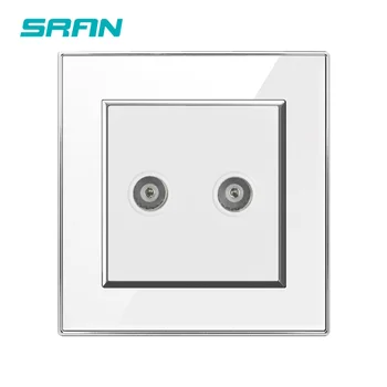 

SRAN wholesale wall double TV socket interface Crystal acrylic panel 86*86 2 gang television outlet