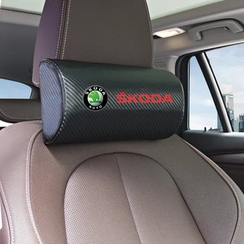 

1pcs car neck pillows both side pu leather single headrest case for Skoda Octavia FABIA KAMIQ KAROQ KODIAQ RAPID Accessories