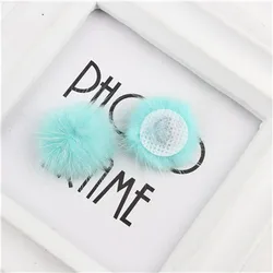10pcs Faux Fur Pom Pom Craft Supplies - 3cm Solid Color Decorations (Light green)