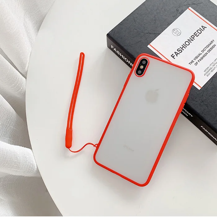 Отсутствие Карамельный цвет матовый пара чехол для iphone X XS Max XR Чехлы для iphone 7 8 6 6S P lus крышка с ремешок для запястья