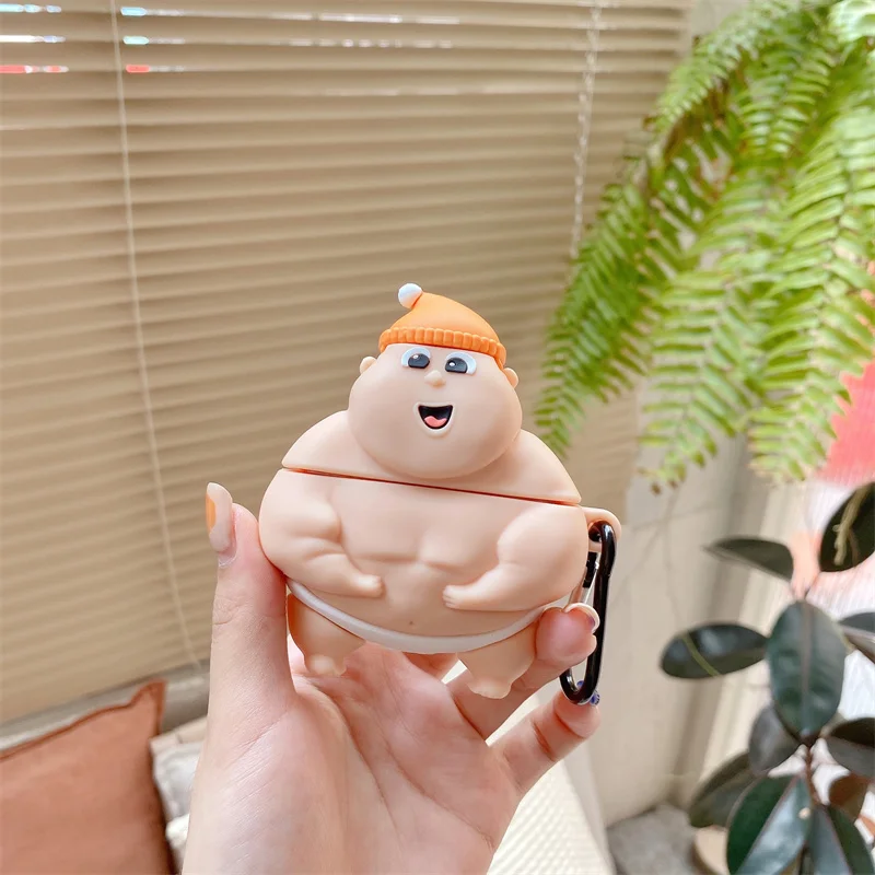Sumo Wrestler AirPods Pro 1 2 Earphone Case Cover Japanese Anime Fat Guy Baby for Apple Wireless Bluetooth Earphones Covers Cases charging Box