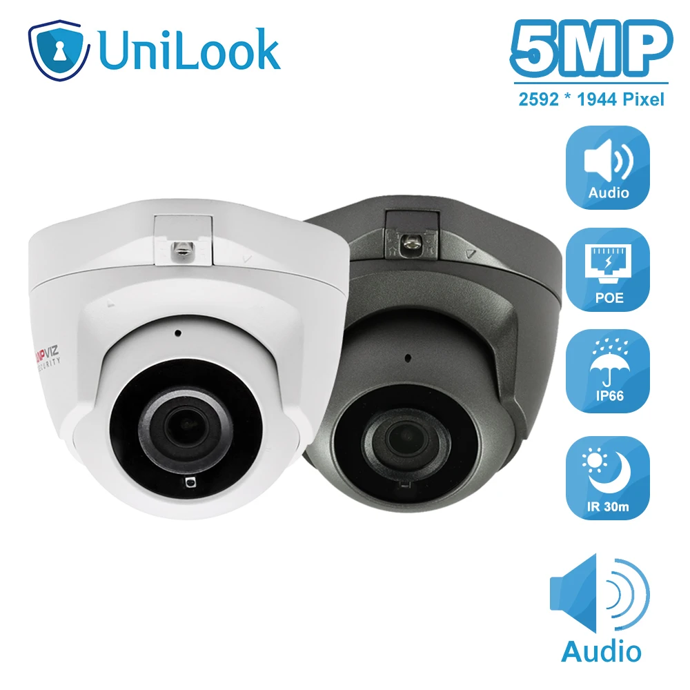 TRENDING! UniLook 5MP Mini Dome POE IP Camera Built in Microphone Outdoor Security CCTV Camera IR 30m IP66 Hivision Compatible ONVIF H.265