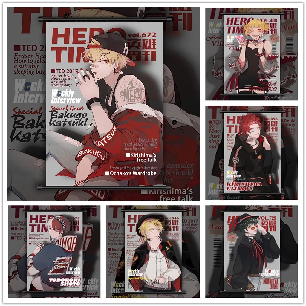 Моя геройская Академия Bakugou Katsuki Kirishima Eijirou Midoriya Izuku Toga HimikoHD печать настенный