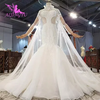 شراءAIJINGYU رداء علوي جميل المصممين ملابس الزفاف الأبيض شفاف رداء الصورة الحقيقية رمادي فستان الزفاف