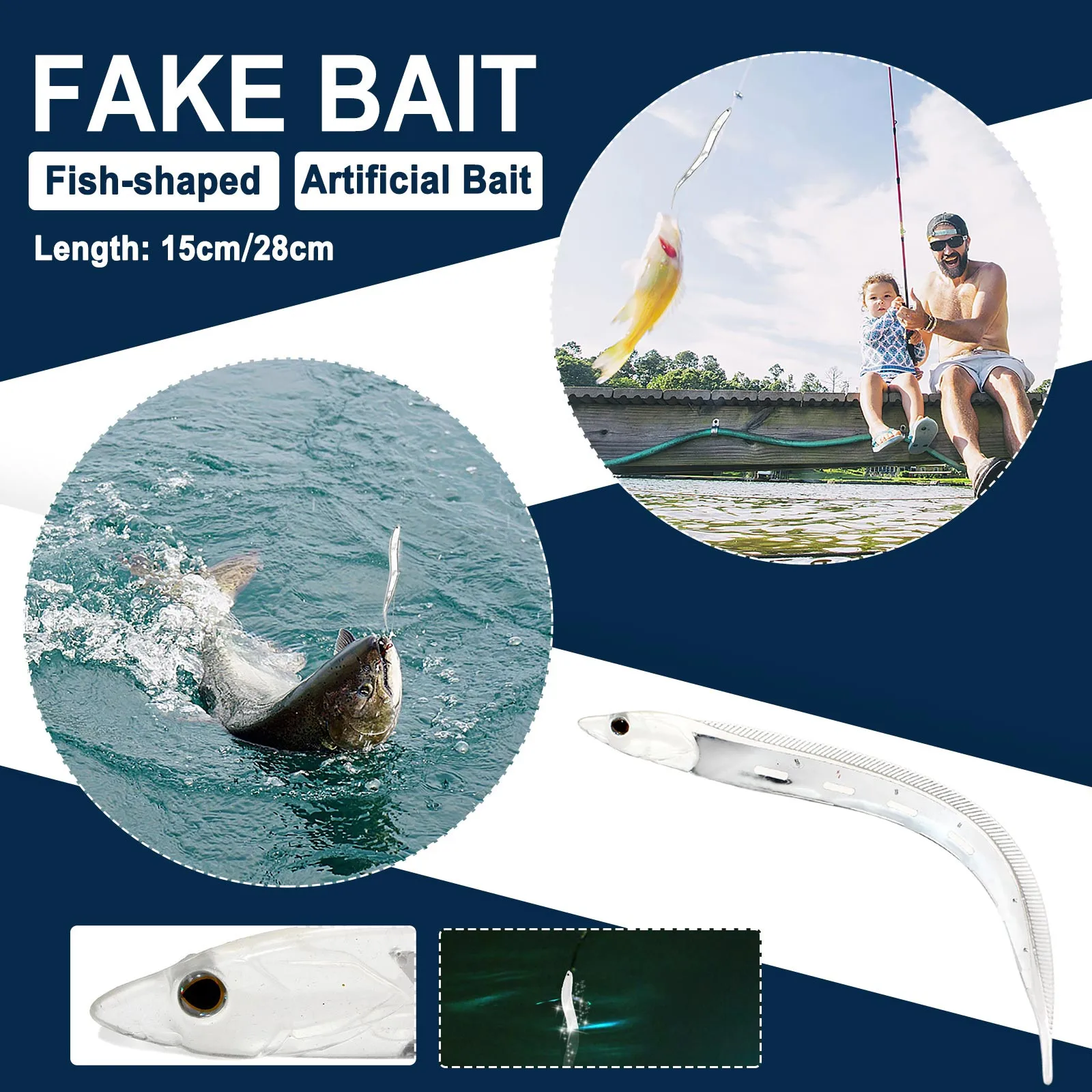 Fishing Tool Artificial Bait Transparent Saury shaped Fake Fishing Bait