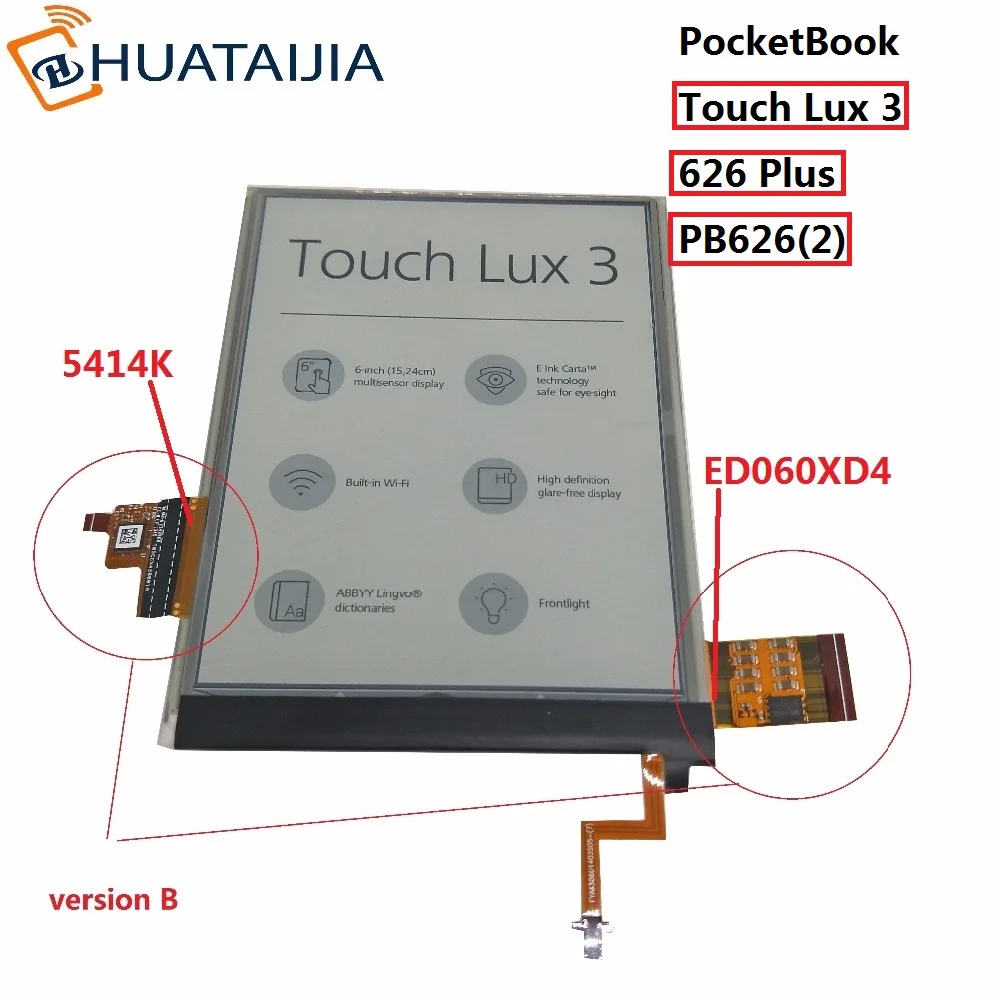 6 дюймов ЖК-дисплея и сенсорного экрана с подсветкой для PocketBook touch Lux 3 626 Plus 626+ 2GEN PB626(2)-D-WW считыватель матричный дисплей - Цвет: version B ED060XD4