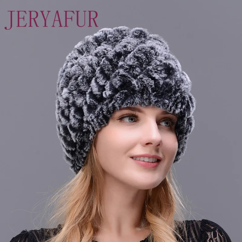 Jeryafur человек женщина натуральный мех шляпа Рог кроличий ручной работы меху шапка