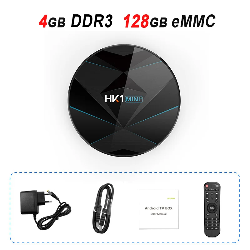HK1mini Plus Android 9,0 ТВ-бокс на Rockchip RK3318 ТВ-бокс 4 ГБ 32 ГБ/64 Гб/128 Гб двойной WiFi BT4.0 4K медиаплеер HK1 мини+ телеприставка - Цвет: 4GB 128GB