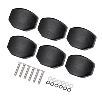 

6 Pcs Black Guitar Tuning Pegs Keys Button Tuners Machine Heads, Premium Wood