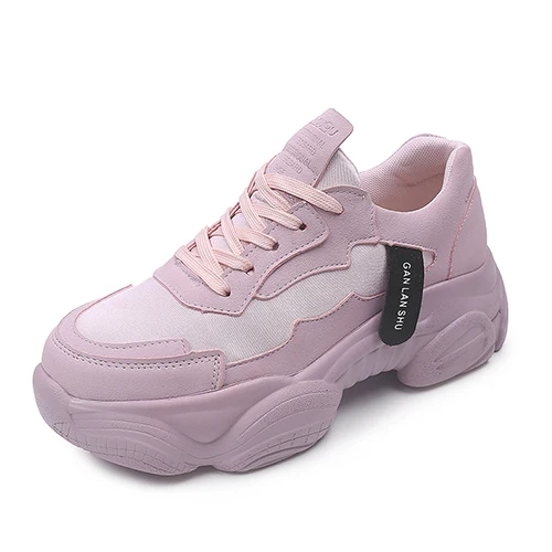 Pink Розовые кроссовки женские массивные дамские кроссовки модные корзины femme кроссовки белые кроссовки женские брендовые кроссовки на высокой платформе - Цвет: Pink
