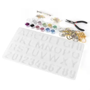 

Alphabet Shape Silicone Mold Crystal Epoxy Mold Set Drill Wrench Circle Letter and Number Molds for DIY Jewelry Making Tools