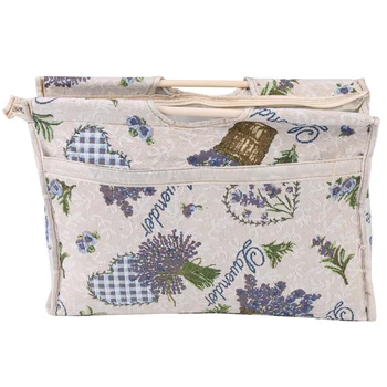 

Exquisite Wood Handle Fabric Storage Bag For Knitting Needles Sewing Tools Wooden Handle Sweater Woven Bag Storage 42X30X11CM