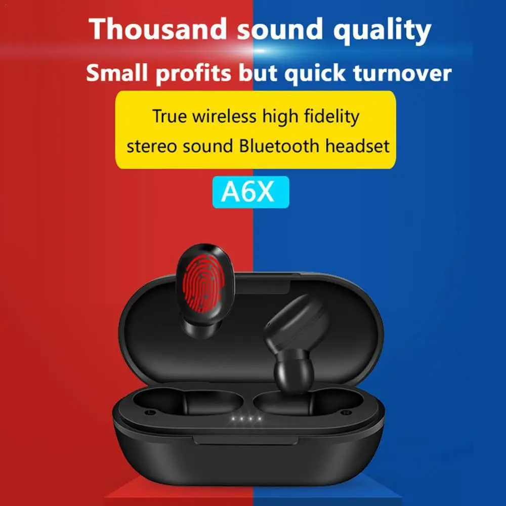 A6X TWS Bluetooth Earphone PK GT1 Wireless Headphones Touch Control HD Stereo In Ear Sport Gaming Headset Earbuds