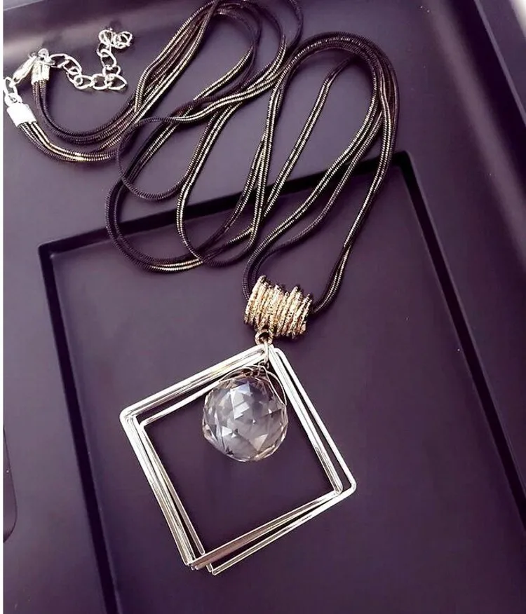 Meyfflin, длинное ожерелье, кристалл, женское ожерелье, ювелирное изделие, мода, черная цепочка, капли, Макси ожерелье, s подвески, колье, колье