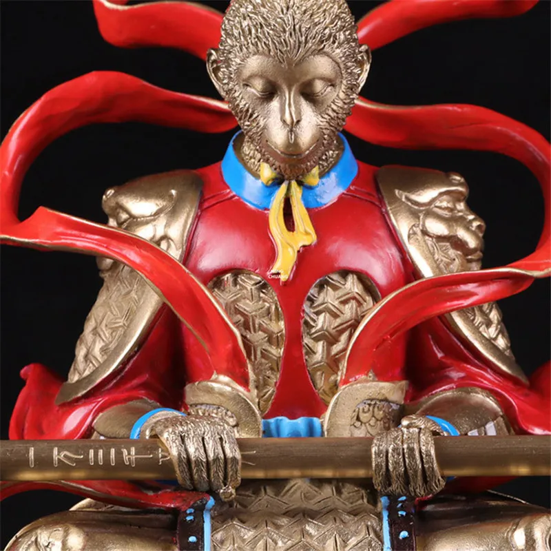 1" Статуя короля обезьяны Sun Wukong бюст медитация полная длина портретное украшение медная фигурка игрушка коробка 39 см V755