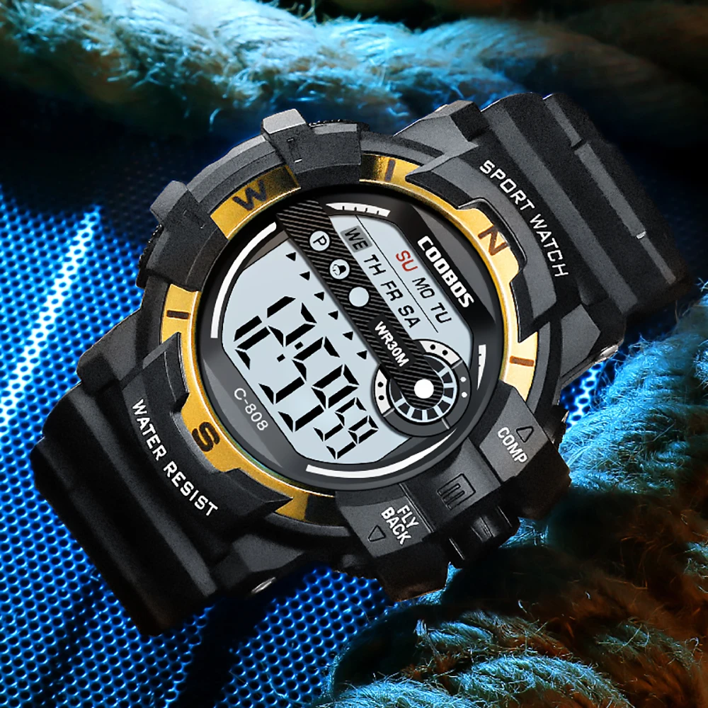 Reloj deportivo militar para hombres y delgada PU, reloj de pulsera Digital cronógrafo, reloj electrónico impermeable, marca superior - AliExpress