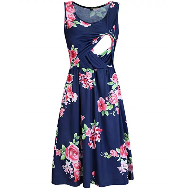 

Europe And America WOMEN'S Dress Digital Printing Crew Neck Sleeveless Maternity Clothes Nursing Clothes Dress