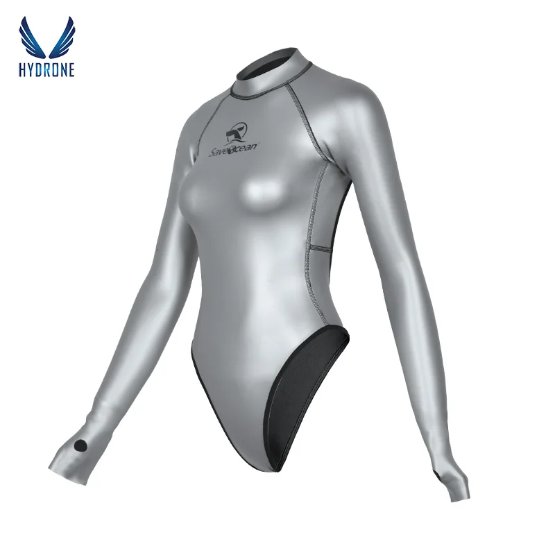 

SaveOcean T-Back Spring Suit Women‘s Freediving Wetsuit 2mm Neoprene Long Sleeve Open-Back High Split Hip Bikini Bodysuit Female