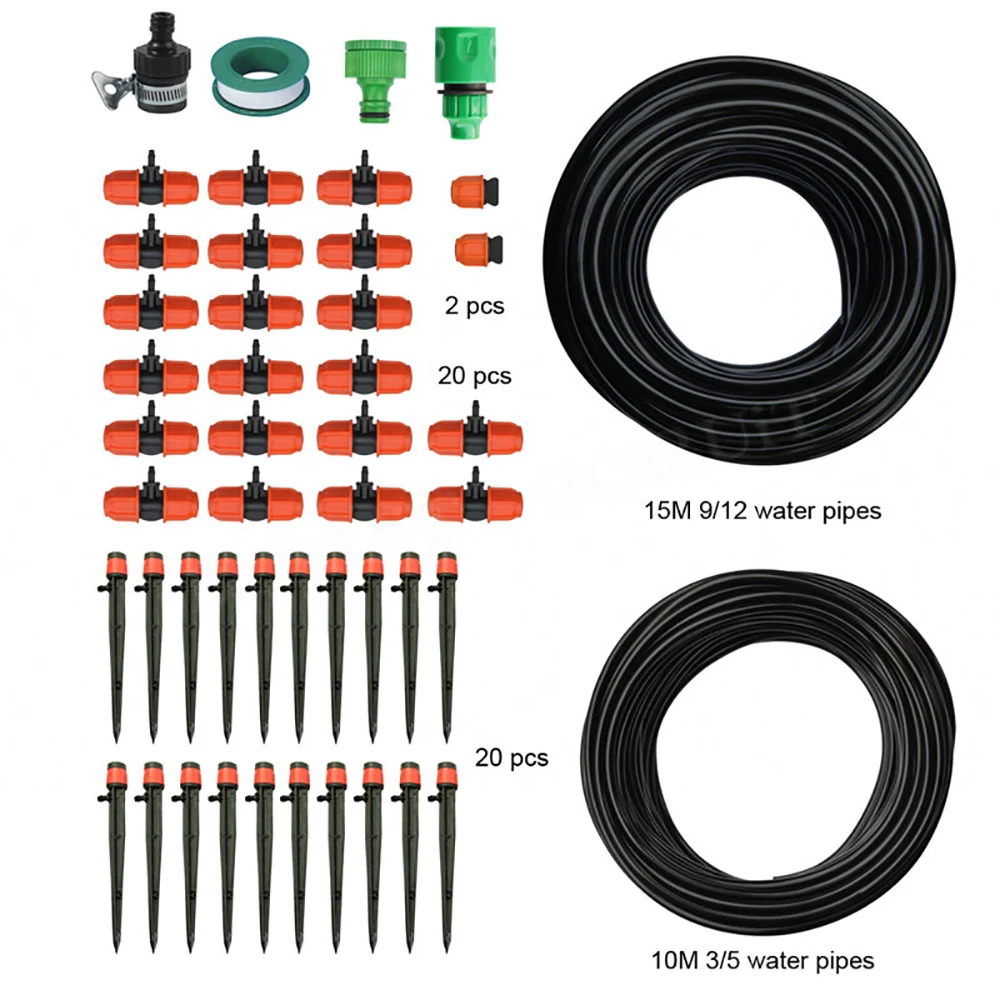

Garden Irrigation System Adjustable 20Pcs Foaming Sprinkler 80ft Blank Distribution Tubing Kit DIY Mist Watering Irrigation Set