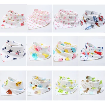 

Baby Bibs Triangle Double Cotton Bibs 12 pieces/lot Cartoon Print Saliva Towel Baby Boys Girls Feeding Apron Cotton Bandana Bibs