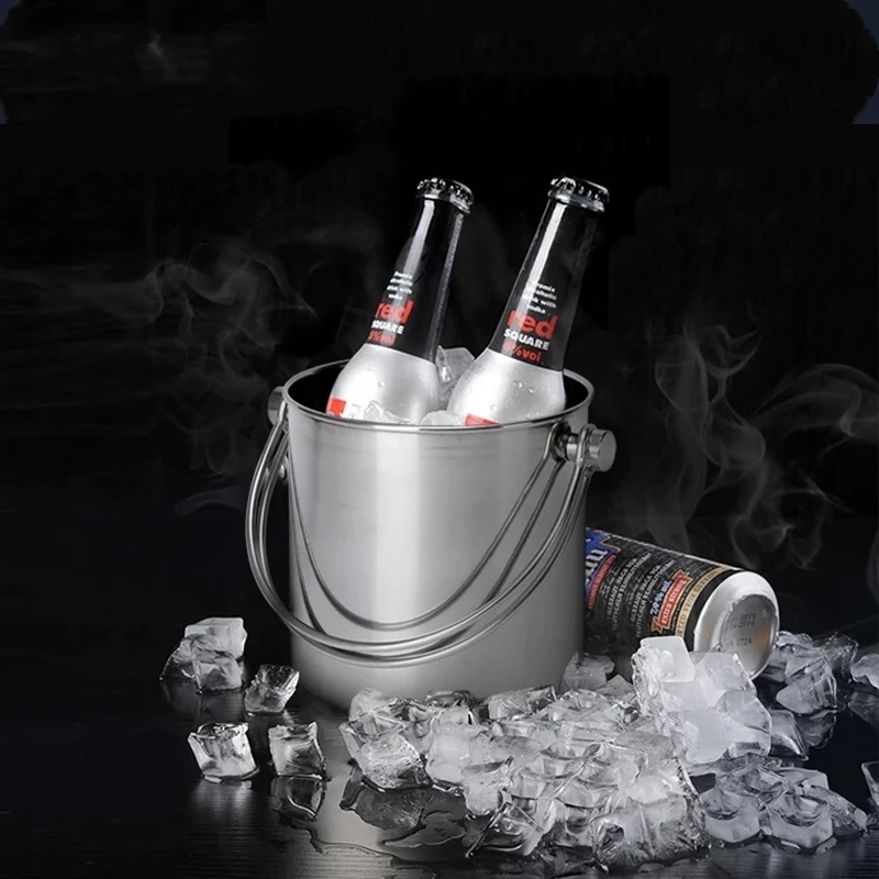 1.2L Stainless Steel Ice Bucket Wine Champagne with Strainer & Ice Tong