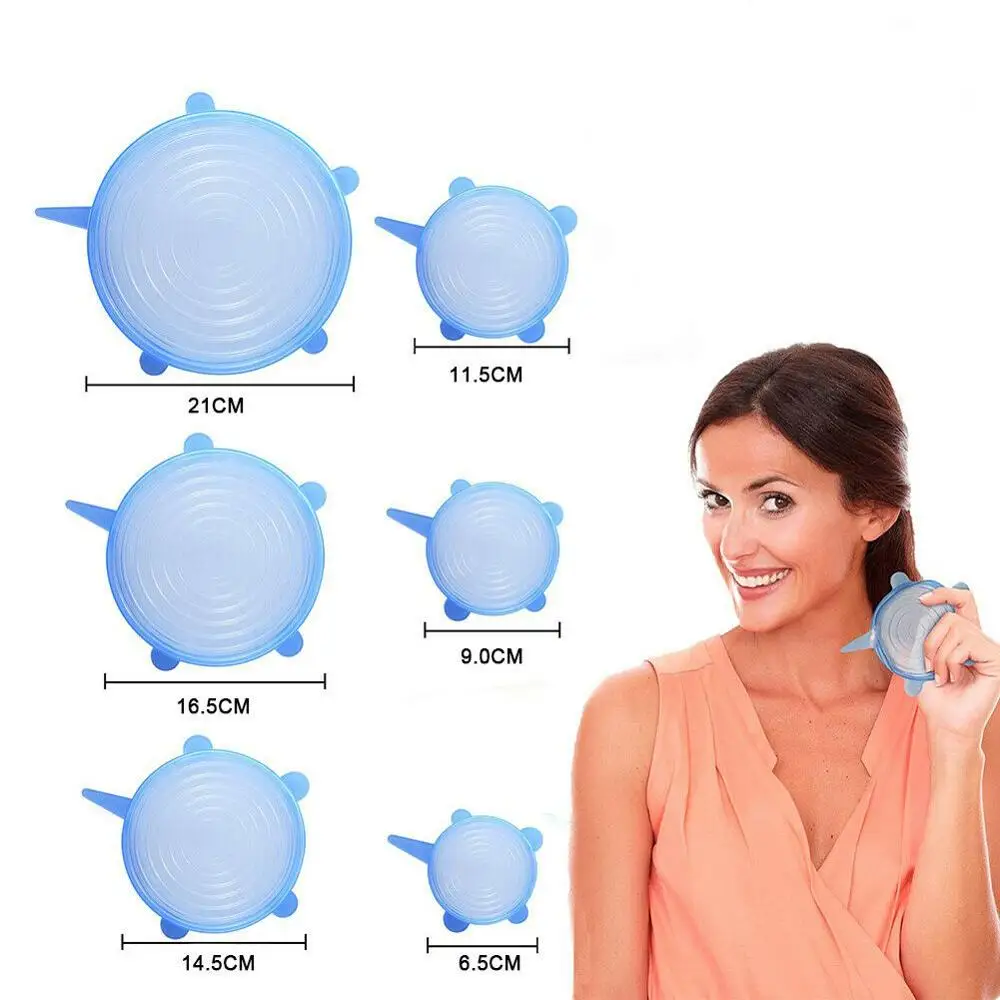 6/12PCS Silicone Stretch Lids Universal Food Wrap Bowl Pot Lid Cover Pan Cooking Kitchen Accessories | Дом и сад