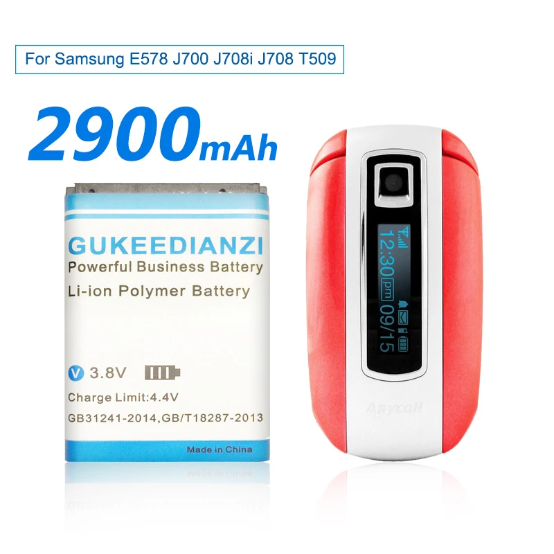 GUKEEDIANZI Сменный аккумулятор для смартфона AB503442BC на 2900 мАч для samsung E578 J700 J708i J708 T509
