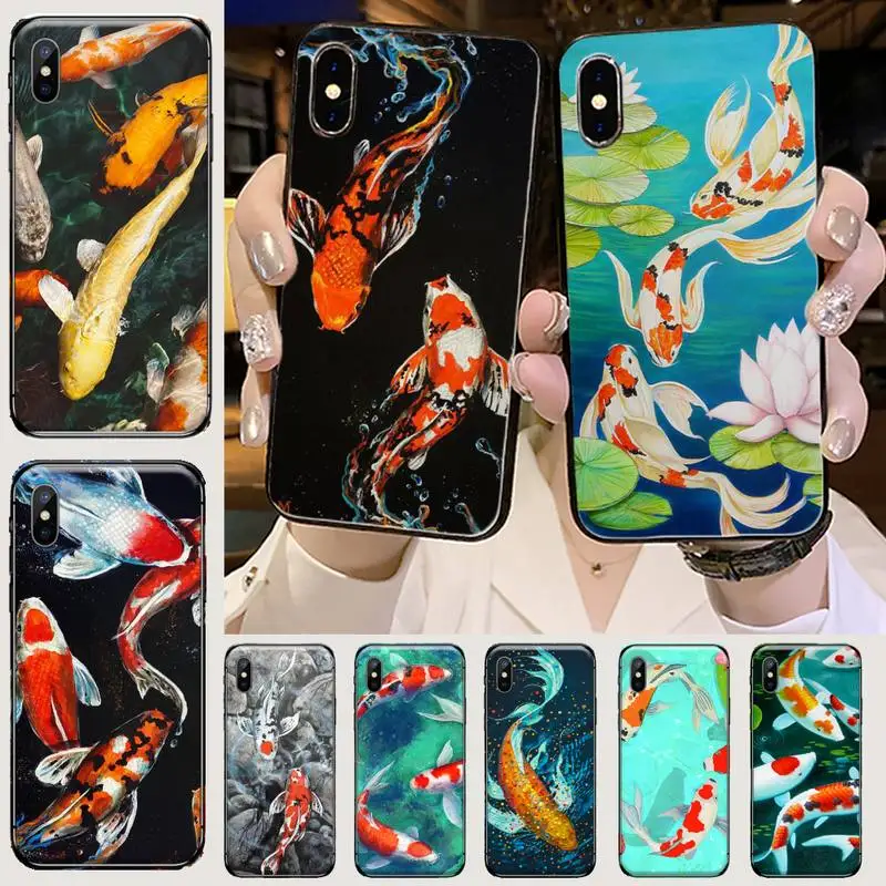 

Chinese Koi Fishes good luck Phone Case for iPhone 11 12 pro XS MAX 8 7 6 6S Plus X 5S SE 2020 XR soft shell funda hull