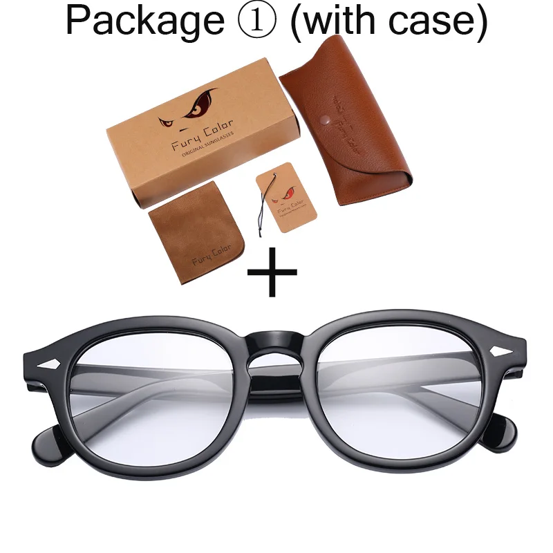 Круглые ацетатные оптические прозрачные очки, очки с прозрачными линзами, ретро очки для близорукости, оптические очки для мужчин и женщин по рецепту - Цвет оправы: black-1
