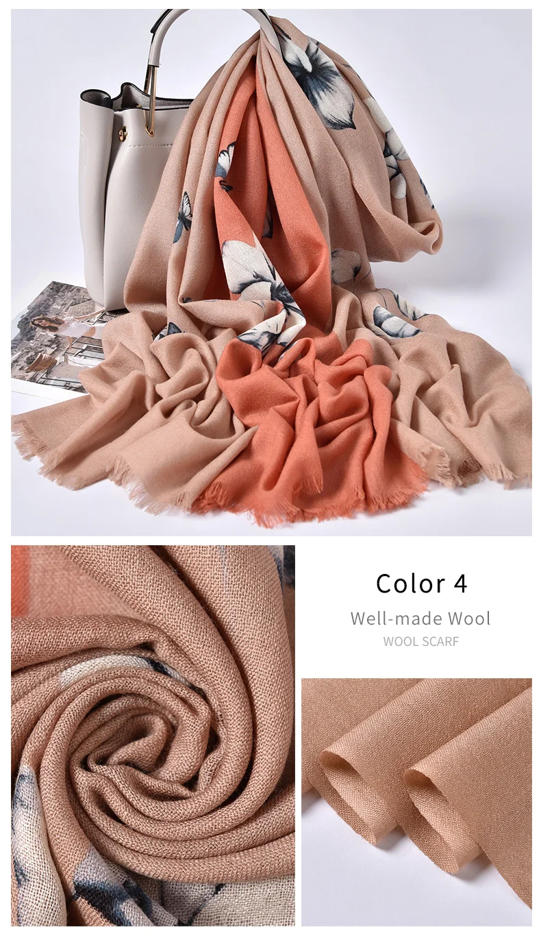 Женский шарф из чистой шерсти, зимний бренд, шали и палантины для дам, пашимина, шарф из чистой шерсти, шарфы