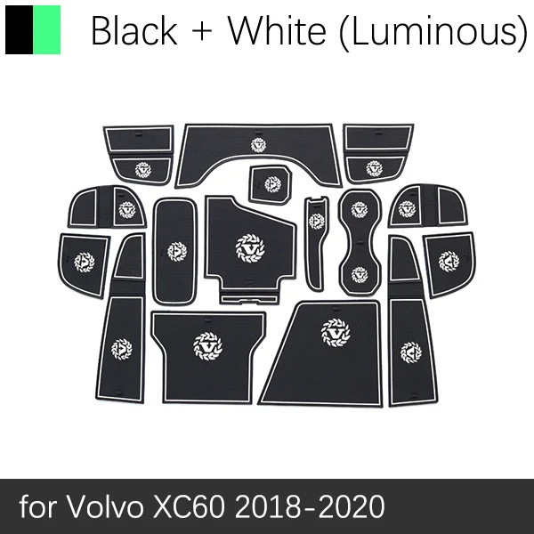 White Luminous Противоскользящие резиновые чашки подушки двери паз коврик для VOLVO XC60 MK2 R дизайн r-дизайн T4 T5 T6 D5 D6~ 16 шт. аксессуары - Название цвета: White Luminous