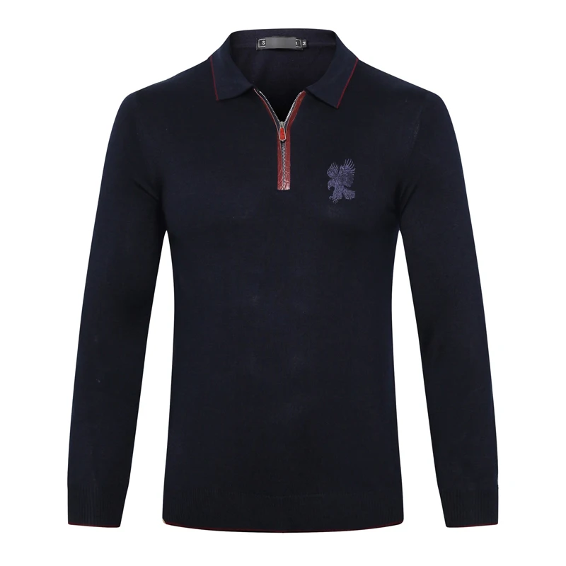 Billionaire sweater Snake skin wool men's New Casual zipper embroidery high quality gentleman big M-5XL free shipping - Цвет: Navy blue