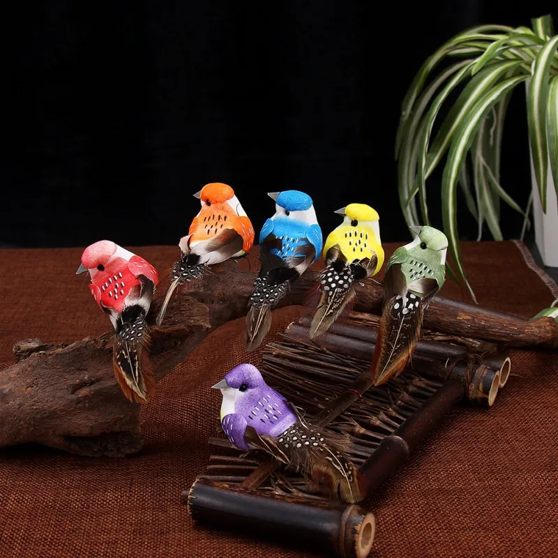 

12PCS Artificial Foam Feather Simulation Bird DIY Simulation Party Crafts Ornament Props Home Garden Yard Wedding Decoration