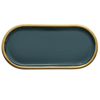 

Marble Storage Tray Black White Europe Food Fruit Breakfast Oval Plate Jewelry Tray Dessert Dish Decoration