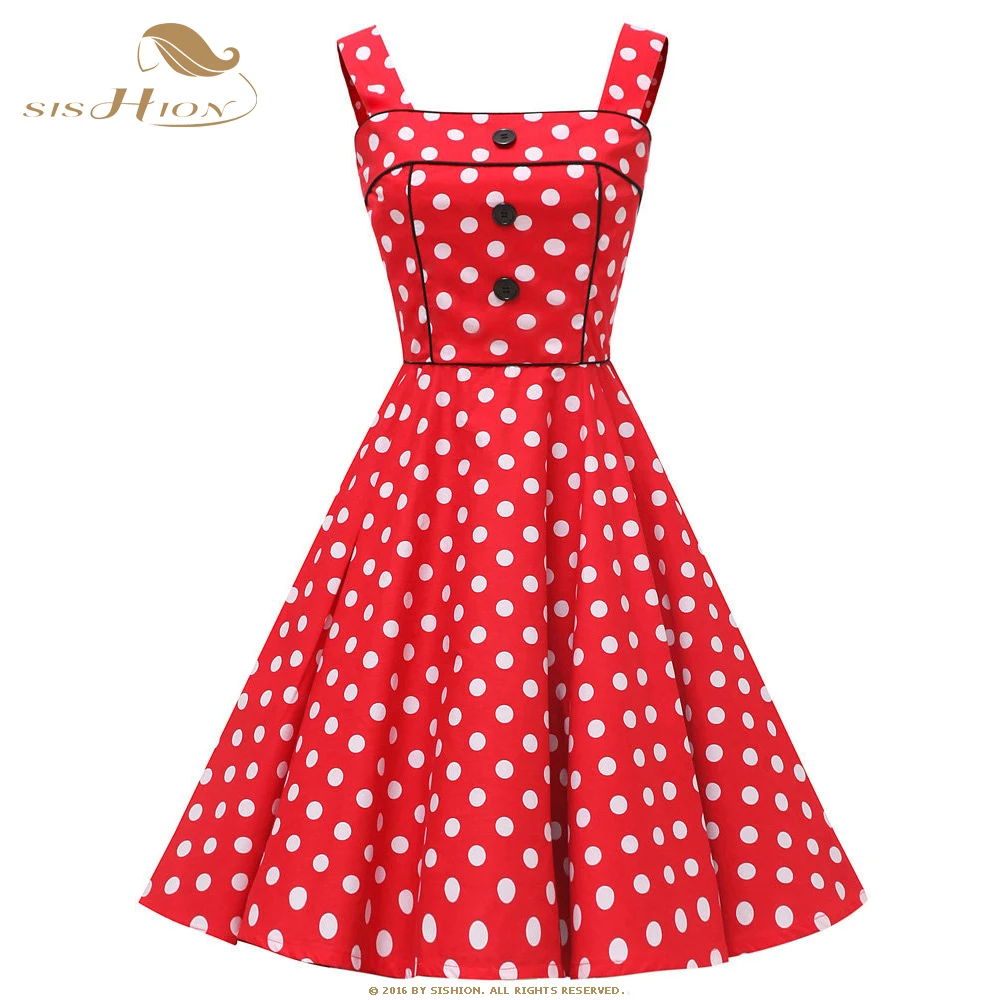 Женское винтажное платье в горошек SISHION черные розовые красные пикантные