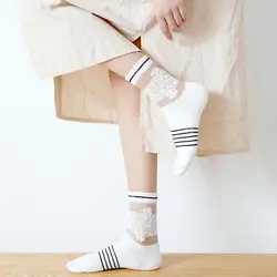 1 пара женские кружевные открытый прозрачный носок мягкие удобные хлопковые носки осенние носки Прямая поставка