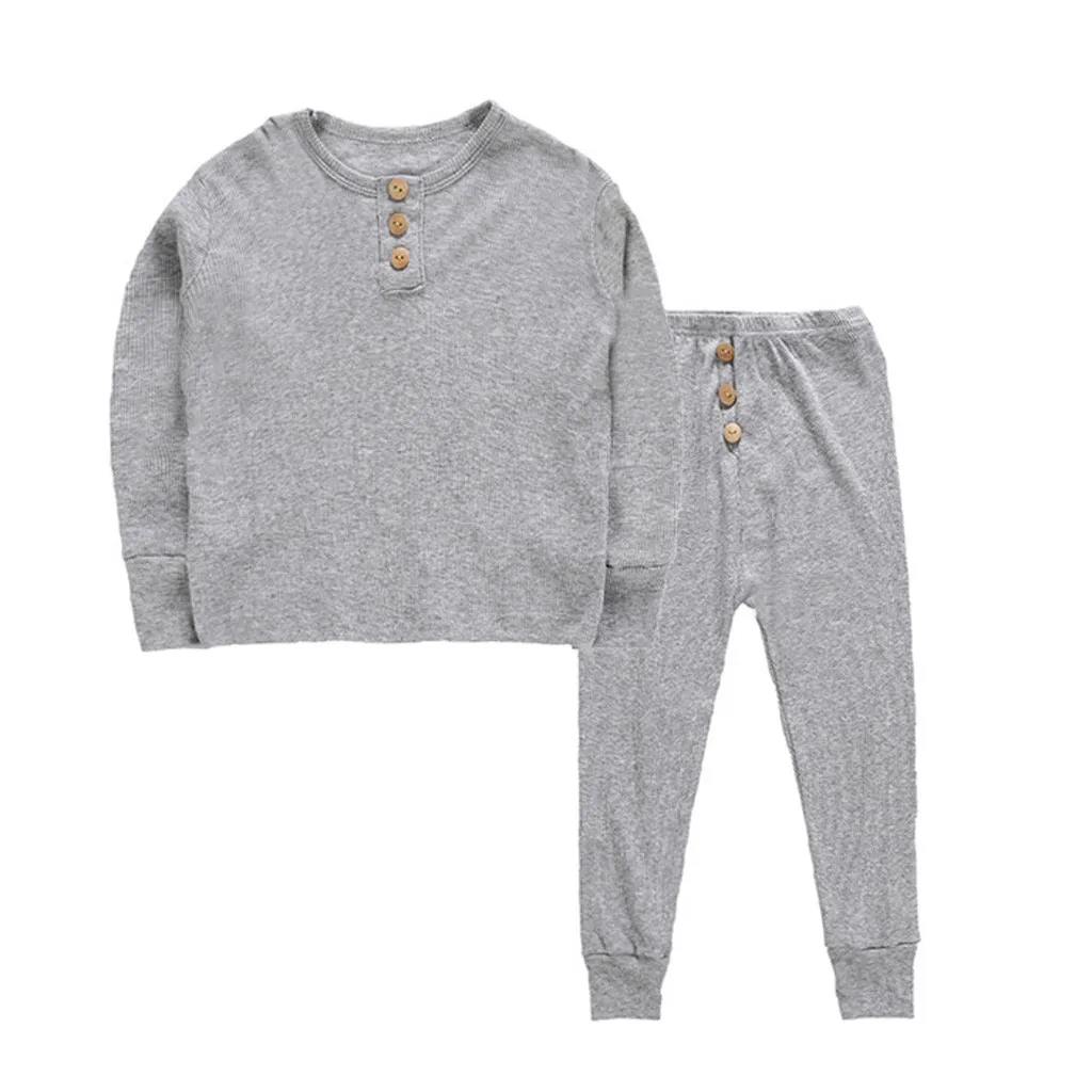 Gray Одежда для новорожденных; топы с длинными рукавами для маленьких девочек и мальчиков; штаны; пижамы; одежда для сна; vetement bebeS fille - Цвет: Gray