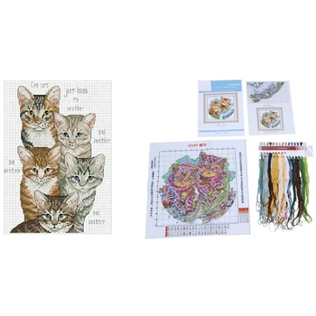 

Embroidery 11CT Printing Two Kittens and Shoes Pattern 42 x 42 cm & 14CT 5 Kitten Cross Stitch 23 x 33cm