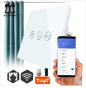 EU 1 2 3 Gang 2 Way Wall Light Controller  Home Automation Touch Switch For Stair Inside / Outside Control Switch Glass Panel