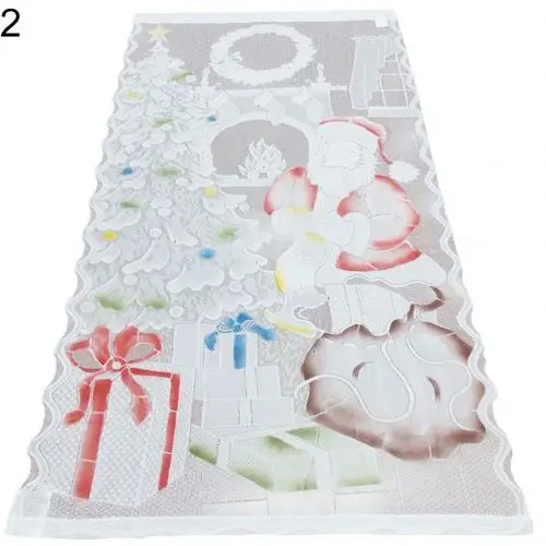 LED Light Lovely Santa Claus Gift Lace Curtain Window Drape Home Christmas Festival Decor Easy To Install Home Decoration - Цвет: Without  Light