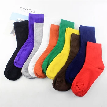 

New Color Harajuku Retro Women Lady Cotton Loose Socks Winter In Tube Korean Purple Blue Yellow Pink Designer Christmas Cute