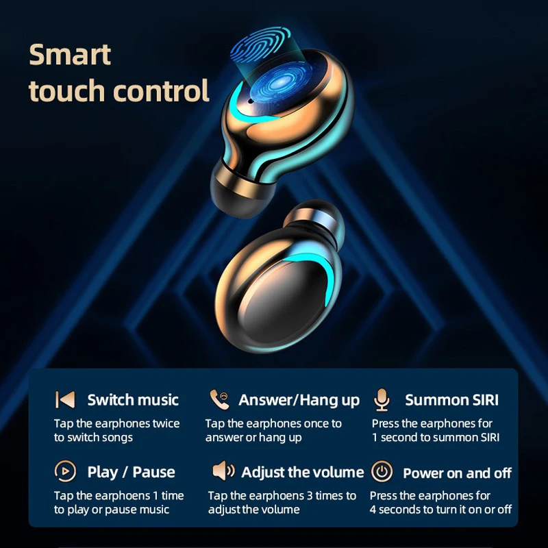 Original AMOI F9 TWS Bluetooth Earphones IPX7 Sport 9D Wireless Headphones Display Earbuds Mic Headset For Iphone Xiaomi Huawei