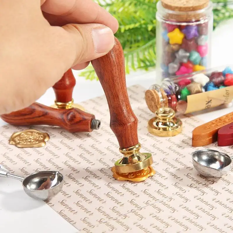 Палисандр Ручка металлический воск печать античный узор для приглашение на свадьбу Сделай Сам важные документы Личные Жетоны