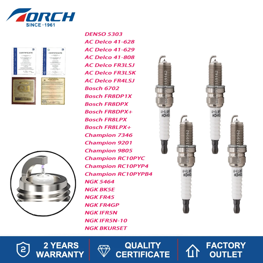 

4PCS Iridium Spark Candles TORCH K5RTI-11 Replace for 2647/PFR5G-11 4642/PFR5J-11 2300/PFR5B-11 3440/BKR5EP-11 5464/BKR5EIX-11