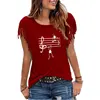2021 Fashion Music Notes Woman T Shirt Print Fit Ladies Casual Cotton Tassel Short Sleeve O-neck T-shirt 4