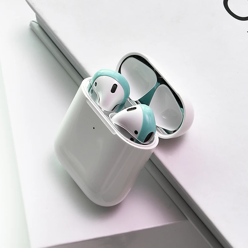 green 2 пары мягкий ультра тонкий Противоскользящий силиконовый чехол для Apple AirPods 1 2 Earpods модные 7 цветов наконечники для наушников - Цвет: green