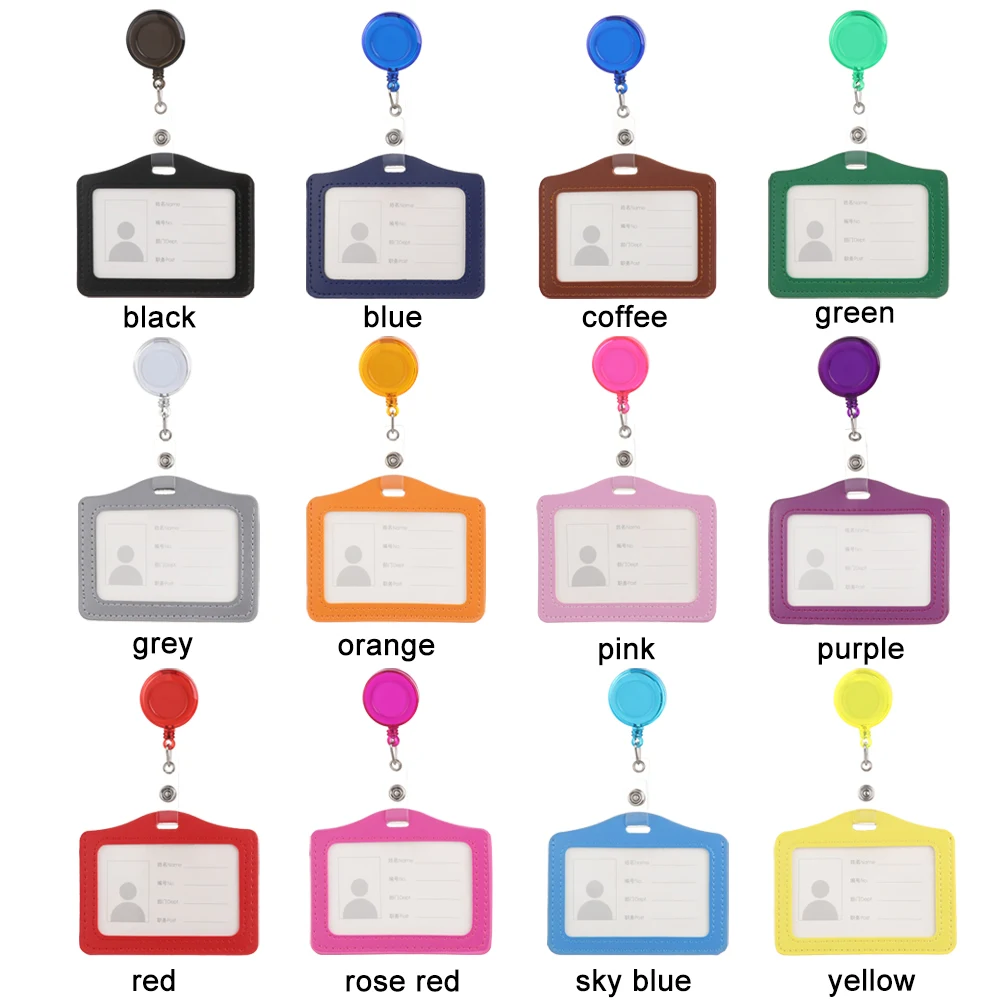 Multicolor PU Leather Retractable Badge and Cardholder Case