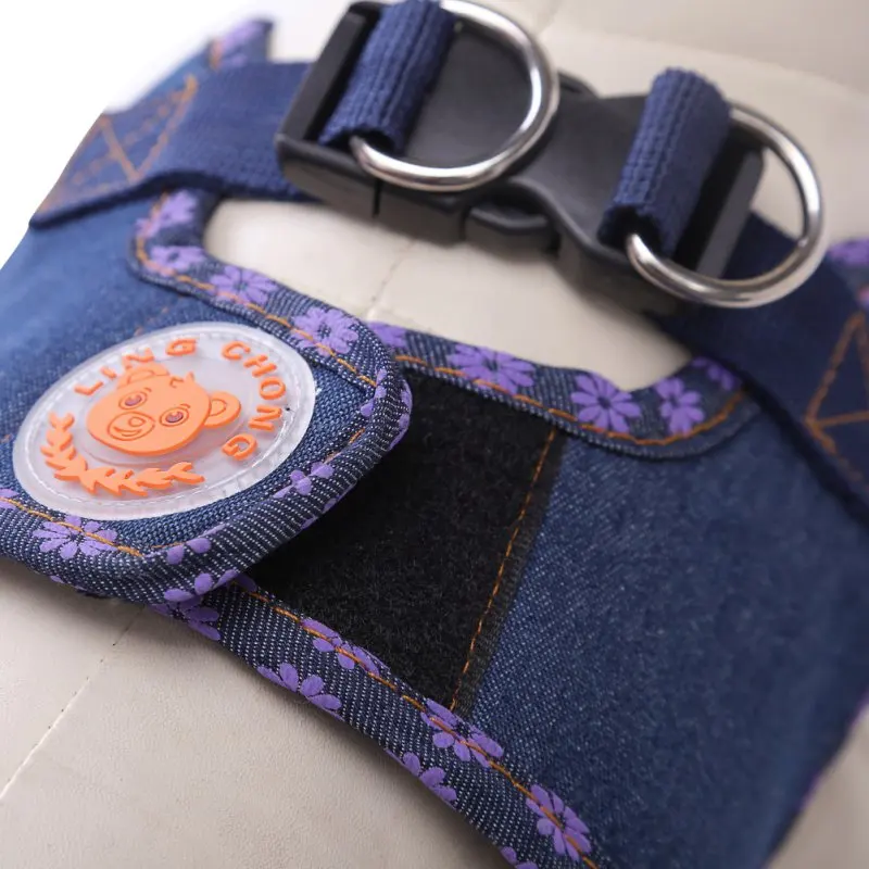 Джинсовая куртка для собак со звездами, мягкая шлейка для щенка+ поводок, комплект для питомца, тяговый жилет, нагрудный жилет для питомца, ткань для прогулок, высокое качество, британский стиль