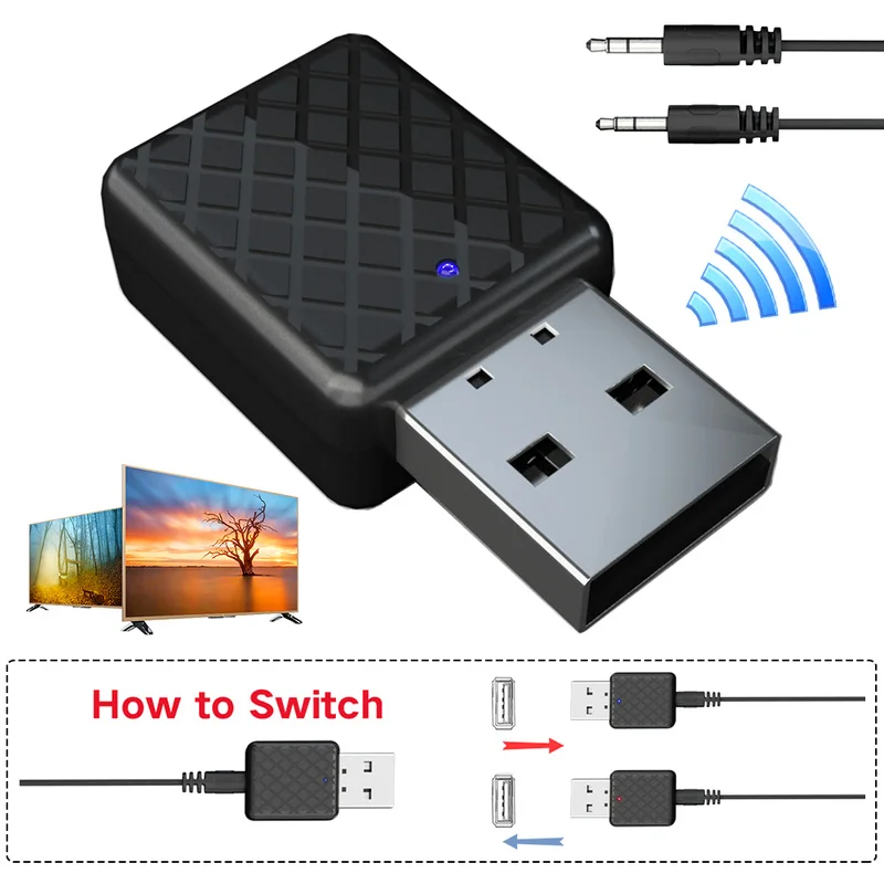 Портативный Bluetooth 5 0 передатчик приемник 3 мм AUX USB Mini 2 в 1 беспроводной стерео